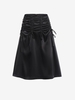Satin Cinched Midi Skirt Xl Black