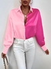 Satin Colorblock Shirt M Light pink