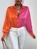 Satin Colorblock Shirt S Dark orange