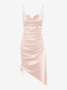 Satin Cowl Front Cinched Asymmetric Dress Xl Light pink