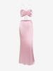 Satin Criss Cross Ruched Maxi Skirt Set L Light pink