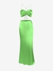 Satin Criss Cross Ruched Maxi Skirt Set M Light green