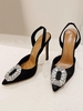 Satin Crystal Slingback Pumps