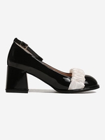Satin Detail Chunky Heel Ankle Strap Mary Janes