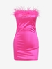 Satin Feather Mini Tube Dress M Light pink