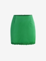 Satin Lace Insert Mini Bodycon Skirt Xl Green