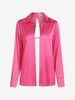 Satin Metal Slit Shirt S Light pink