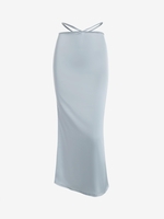 Satin Midriff Flossing Maxi Skirt M Light gray