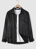 Satin Rose Jacquard Long Sleeves Shirt Xxl Black