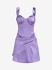 Satin Ruched Cups Mini Corset Dress S Purple