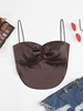 Satin Ruched Tie Back Bandana Top S Coffee
