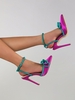 Satin Stiletto Heel Bow Decor Slingback Pumps