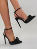 Satin Stiletto Heel Bow Decor Slingback Pumps