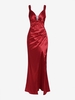 Satin Thigh Split Maxi Corset Style Party Dress M Red