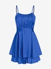 Satin Tie Back Cami Overlay Romper S Blue