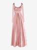 Satin Tie Shoulder Ruched Bust Maxi Party Dress S Light pink