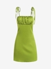 Satin Tie Shoulder Ruched Bust Mini Dress L Green