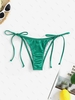 Satin Tie Side Adjustable Bikini Bottom S Green