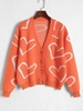 Saturated Shade Heart Graphic Cardigan M Orange