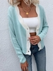 Scalloped Colorblock Button Up Cardigan M Light blue