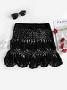 Scalloped Edge Crochet Skirt S Black