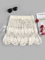 Scalloped Edge Crochet Skirt S White