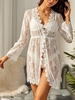 Scalloped Edge Sheer Lace Cover Up Dress Xl White