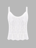 Scalloped-hem Pointelle Knit Tank Top White