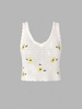Scalloped Pointelle Knit Floral Embroidered Tank Top White