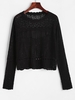 Scalloped Trim Openwork Crochet Sheer Knitwear Black