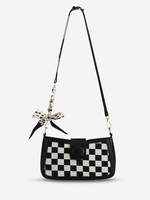 Scarf Checkerboard Print Crossbody Bag