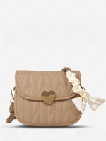 Scarf Embellished Heart-shaped Closure Crossbody Bag