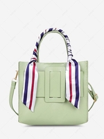 Scarf Embellished Top Handle Buckle Crossbody Bag