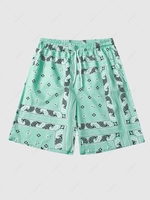 Scarf Print Drawstring Beach Shorts Xl Celeste