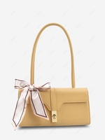 Scarf Tied Twist-Lock Flap Shoulder Bag