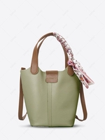 Scarf Wrap Top Handle Bucket Bag