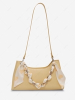 Scarf-Wrapped Chain Handle Shoulder Bag