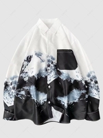 Scenic Ink Painting Print Long Sleeve Shirt Xs White