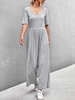 Scoop Neck Wide Leg Jumpsuit S Light gray