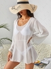 Scoop Sheer Chiffon Cover Up Top White