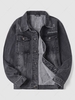 Scratch Letter Embroidery Jean Jacket Xs Black
