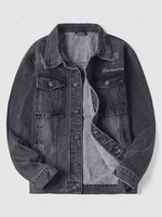 Scratch Letter Embroidery Jean Jacket Xs Black