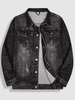 Scratch Letter Patched Jean Jacket L Black