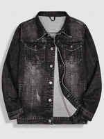 Scratch Letter Patched Jean Jacket Xs Black