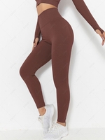 Scrunch Butt High Waist Solid Color Yoga Leggings S Coffee