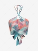 Sea Print O Ring Halter Crop Tank Top L Multi a
