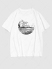 Sea Wave Printed Simple Style T-shirt Xl White