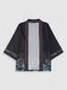 Sea Waves and Clouds Print Short Sleeve Casual Kimono Xl Black