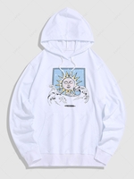 Sea Waves Celestial Sun Graphic Hoodie 2xl White