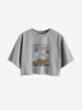 Sea Waves Graphic Cropped Tee M Light gray